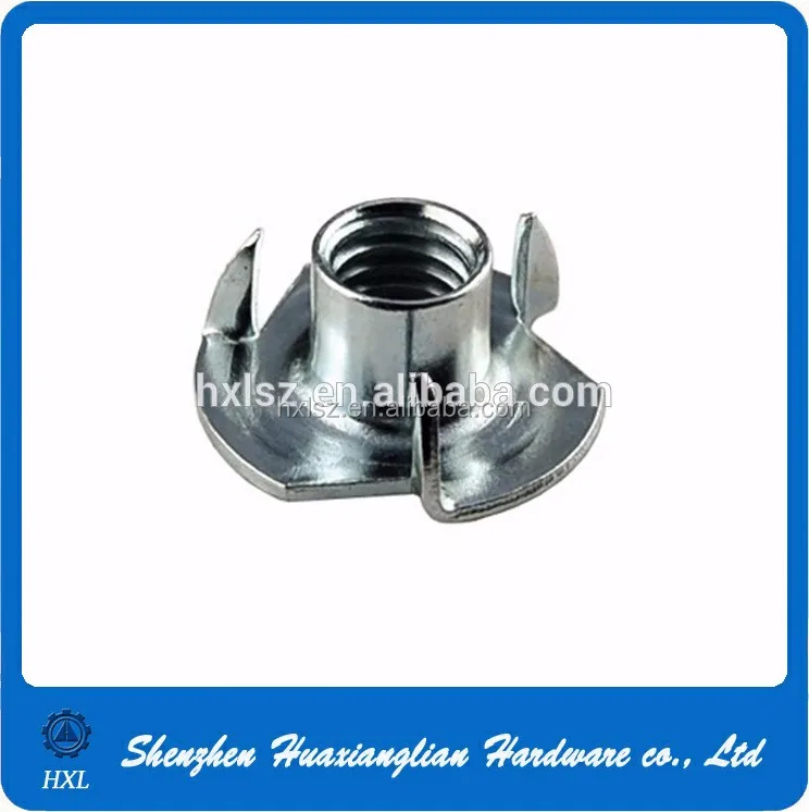 10-24 3/8 M5 M6 M8 Zinc Plated Steel Connector Furniture Nut With Prongs