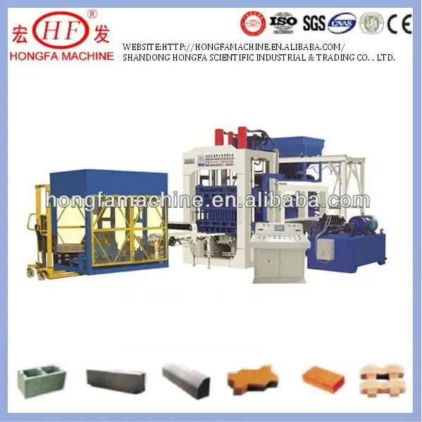 Hot Selling Qt8-15C Type Automatic Hollow Block Making Machine Linyi City Hongfa Brand Model Qt4 Cement Raw Construction Oman