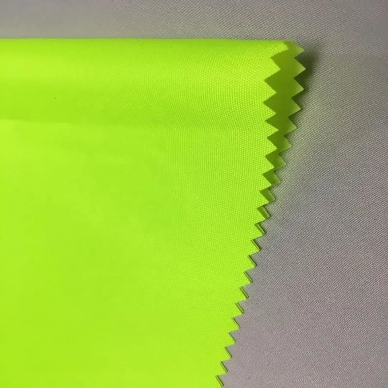 Neon green color glow in the dark 210t ripstop waterproof polyester taffeta upf 50  sun shade oxford fabric with pu coating