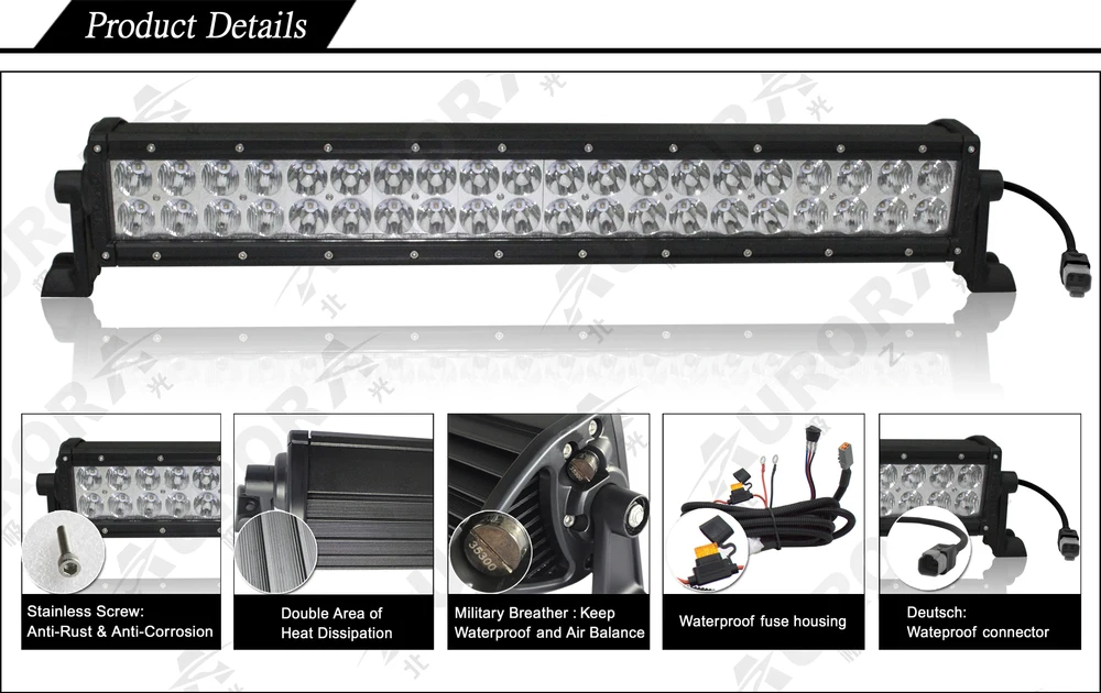 AURORA 500W 50inch dual row curved Offroad led light bar