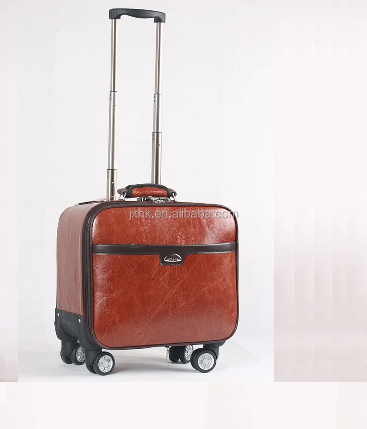 PU luggage airplane trolley bag with wheels pilot case travel luggage