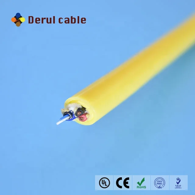 Flexible double PUR jacketed rov underwater umbilical tether 2 power cores with 2 single mode fiber underwater camera cable