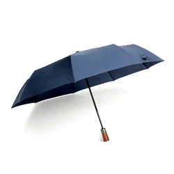 Popular wood handle 3 folding umbrella automatic open and close from chinese manufacture