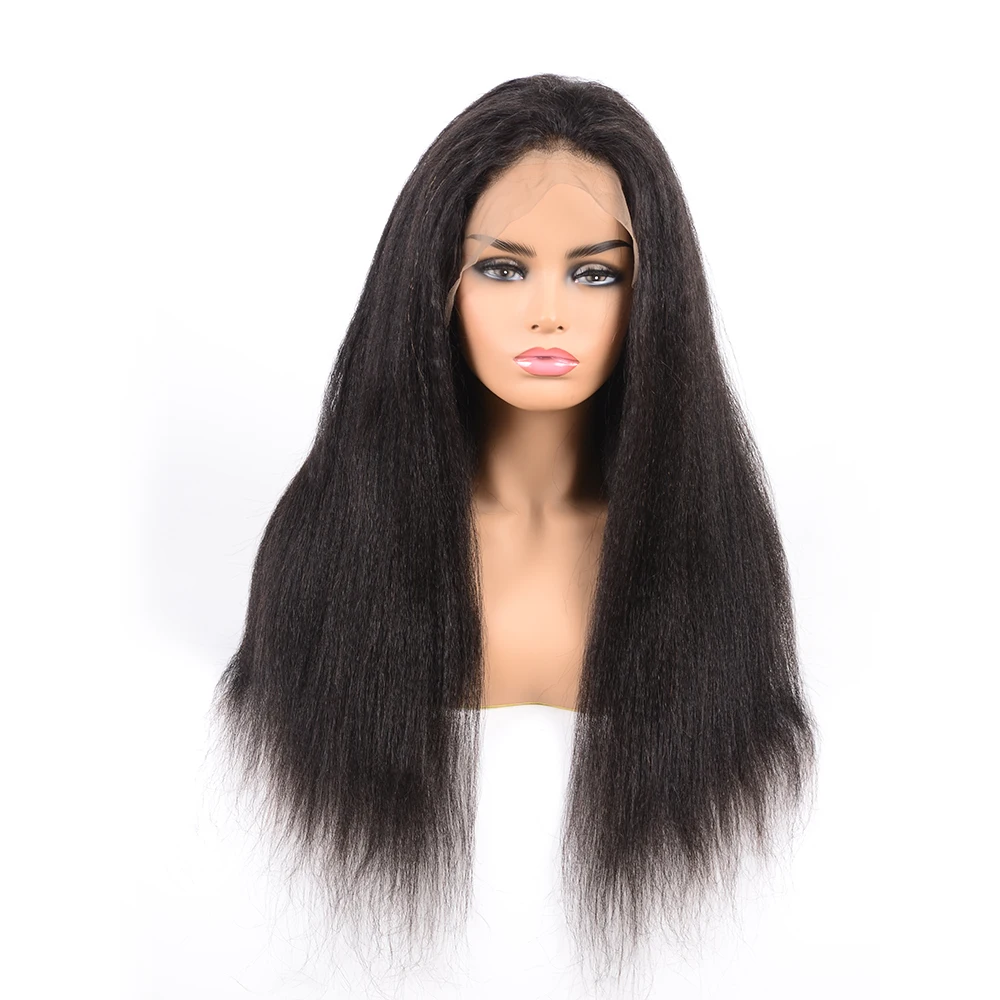 Huashuo 50% OFF Factory Wholesale Good Price Unprocessed Brazilian Mink Virgin Human Hair Kinky Straight  360 Lace Frontal Wig