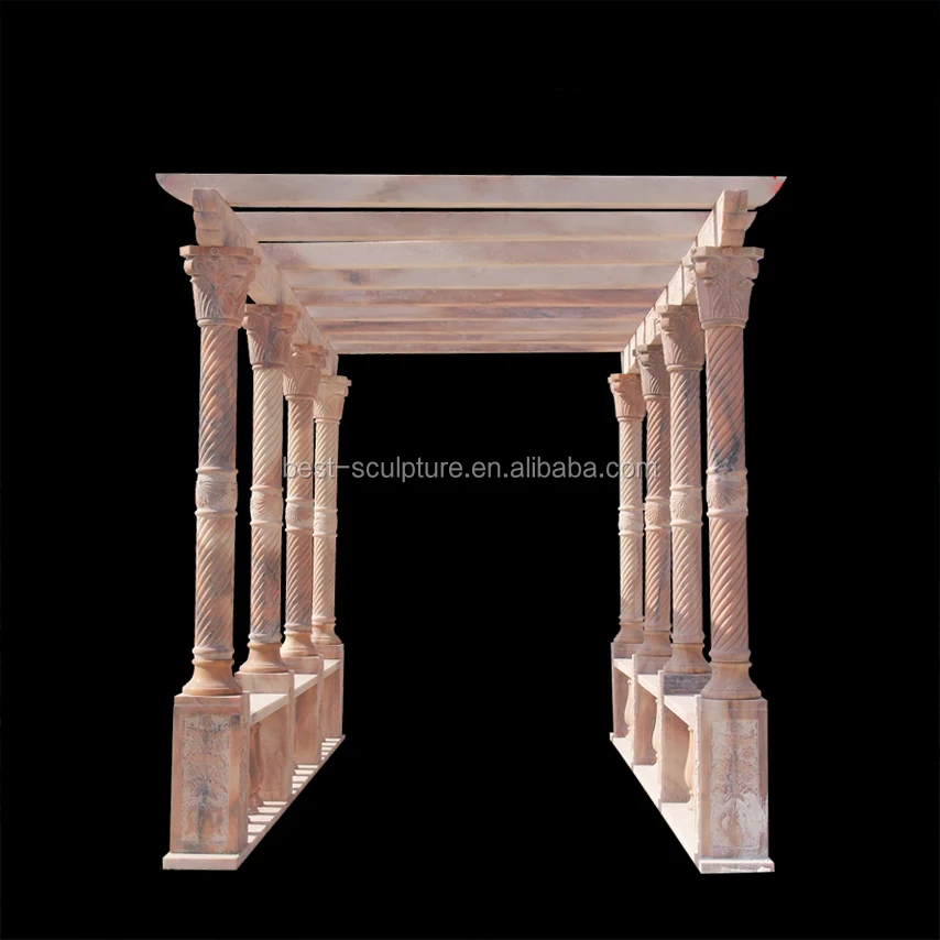 ancient marble roman column gazebo with iron dome roof for sale