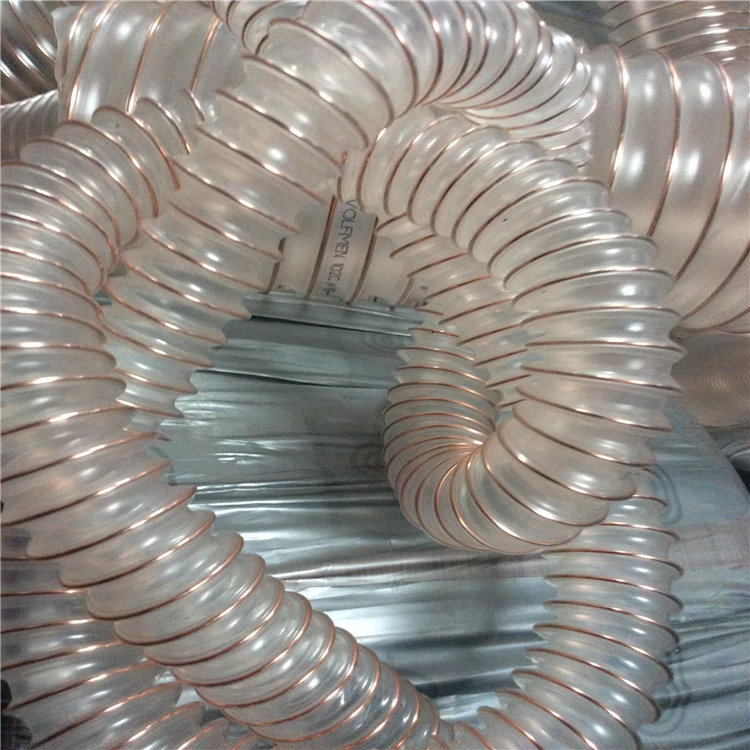 Transparent Wall Flexible Steel Wire PU Ducting Polyurethane Pu Hose