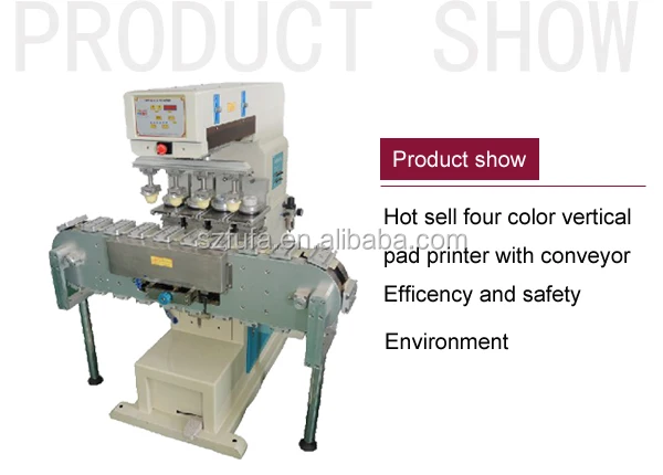 China pneumatic 4 colors pad printing machine with conveyor ( F-P200C4L)