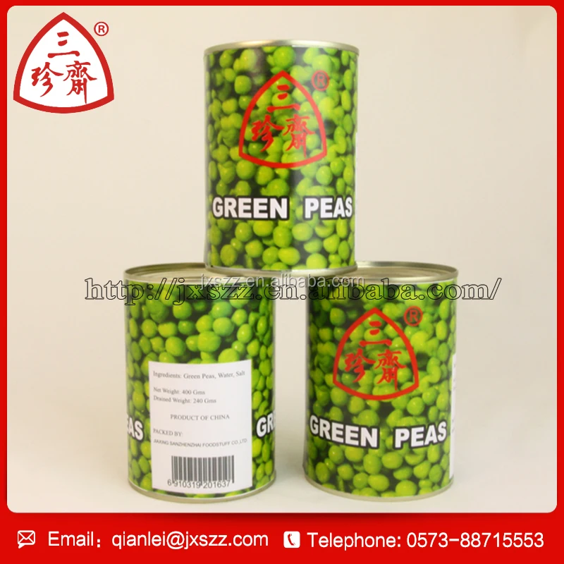 
buy wholesale direct from China tin cans factory 400g canned green peas for supermarket 