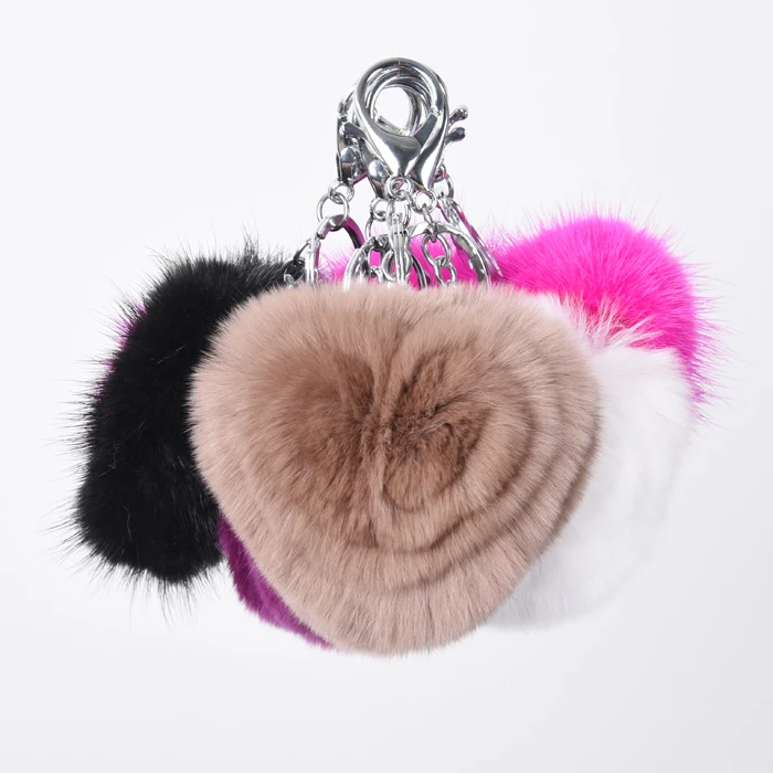 Fashion girls rabbit fur balls / heart fur keychain / rex rabbit fur keychain