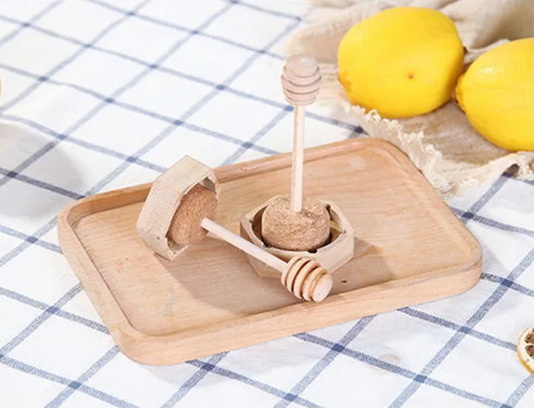 Оптовая продажа 100 мл шестигранная пустая Роскошная стеклянная банка для хранения меда с деревянной крышкой