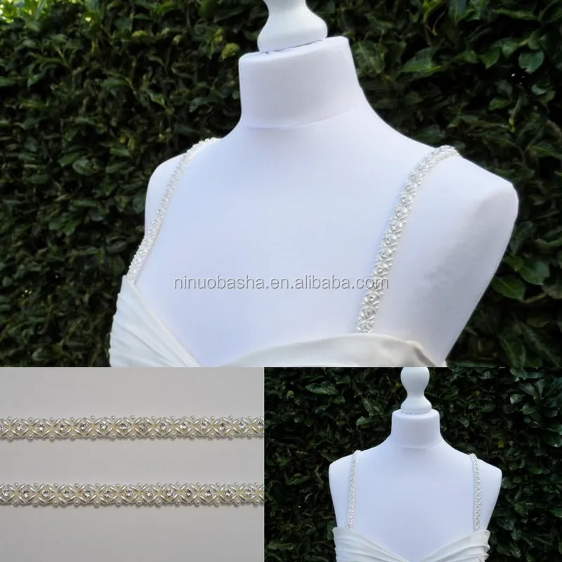 
NW1138 Pearl And Diamante Attachable Bridal Straps Removable Spaghetti Strap 