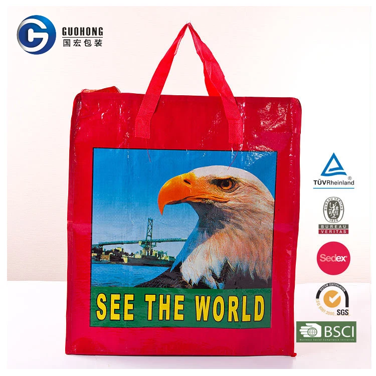 Super Quality Stripe PP Woven Bag with Lamination | PP Woven Zipper Bag