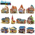 Beaty World Building Puzzle 3D DIY Wooden Norway Construction Puzzle Norway Railway Station Church Shop Folk