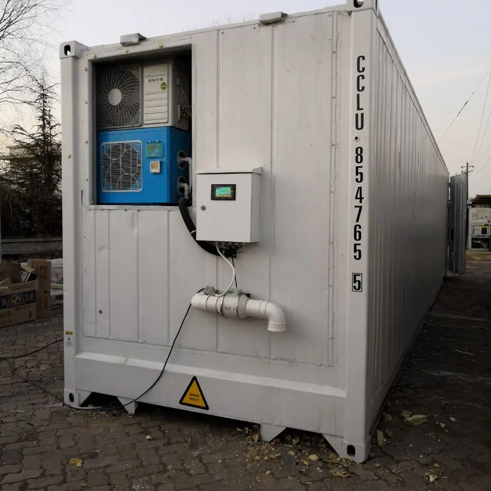 Solar&Wind Powered Farm Hydroponic Green Grass Fodder Machine built in 40HQ Freezer shipping container