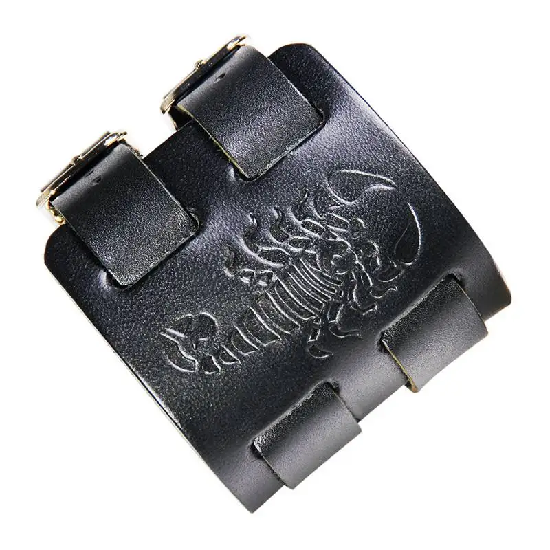 YK Factory Outlet Hot Sale Classic Cowboy Style Vintage Wide Skin Scorpion Jewelry Genuine Leather Bracelet