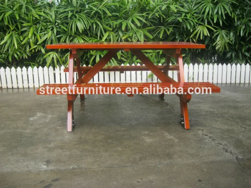 Factory sale 1500mm length wooden 2 seat bench with table,wooden bench table set