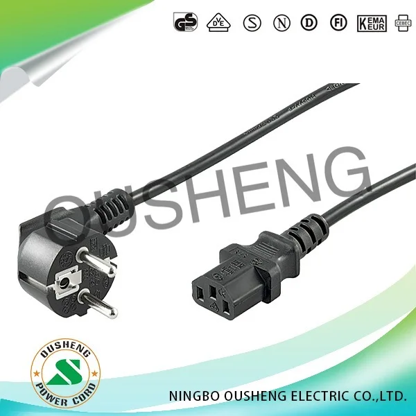 Schuko plug to IEC C13 power cord