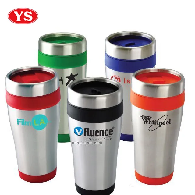 16oz double wall insulated stainless steel travel coffee tumbler with lid
