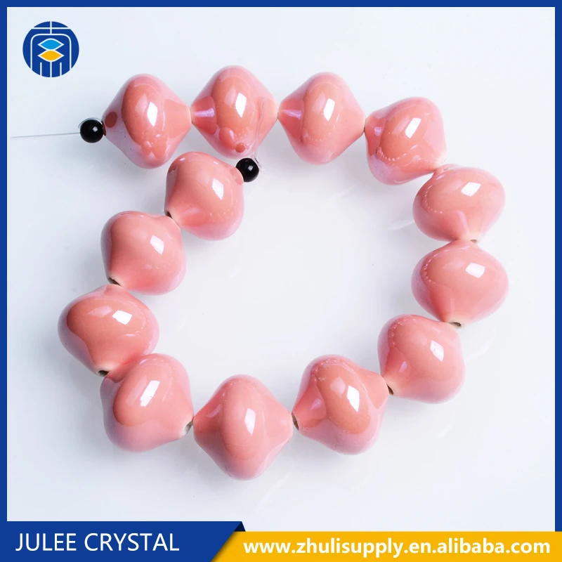
Big Size Flying Saucer Shape Beads Wholesale Porcelain Loose Beads For Necklace 