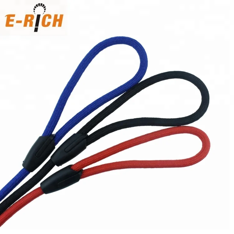 Factory Price Rope Dog Leash and Collar with Leather Stopper