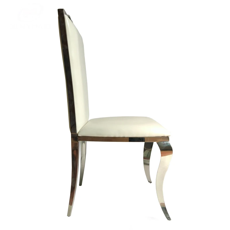 High back comfortable leather stainless steel restaurant chair for weddings