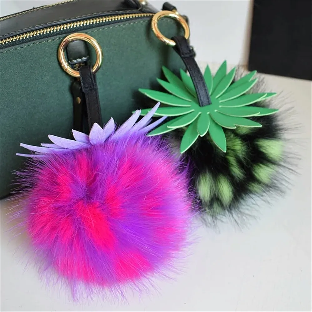 High Quality mix color Faux Fur Pom Pom /Fluffy Faux Fur Ball Rainbow ball For Keychain Bag Charm