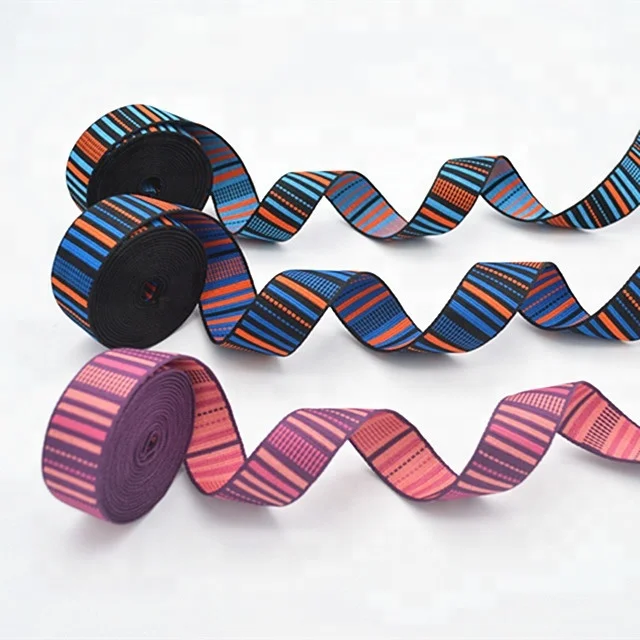 Colorful Elastic Webbing Stripe Bag Strap Polyester Jacquard Webbing