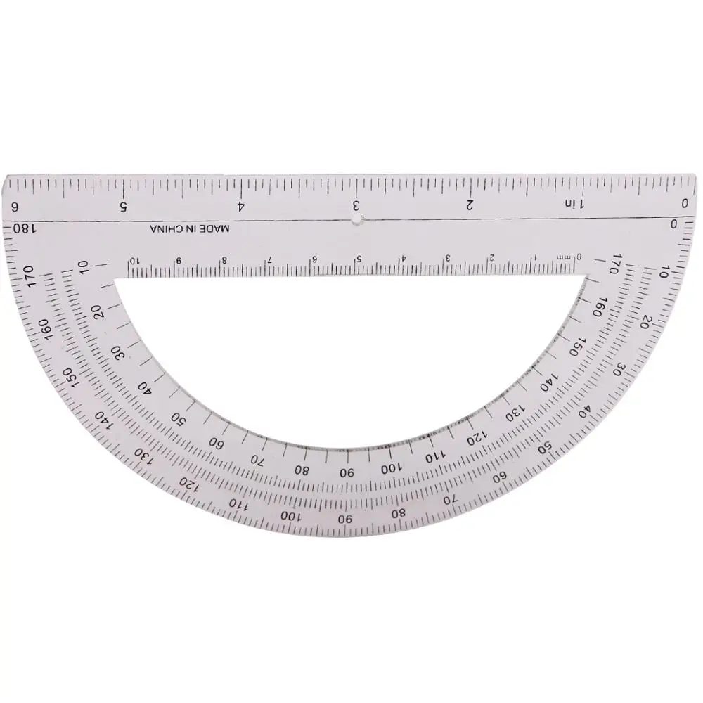 Высококачественный прозрачный пластиковый транспортир OEM на 180 градусов