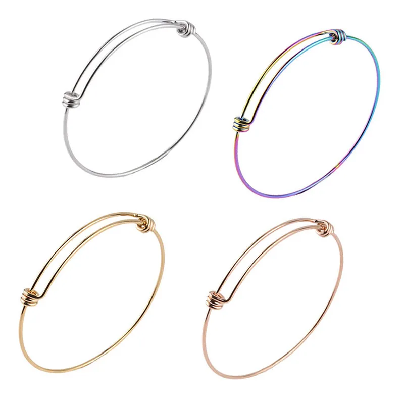 55mm 60mm 65mm 1.6mm Thickness Stainless Steel DIY Bangle Findings Expandable Wire Cable Bangle