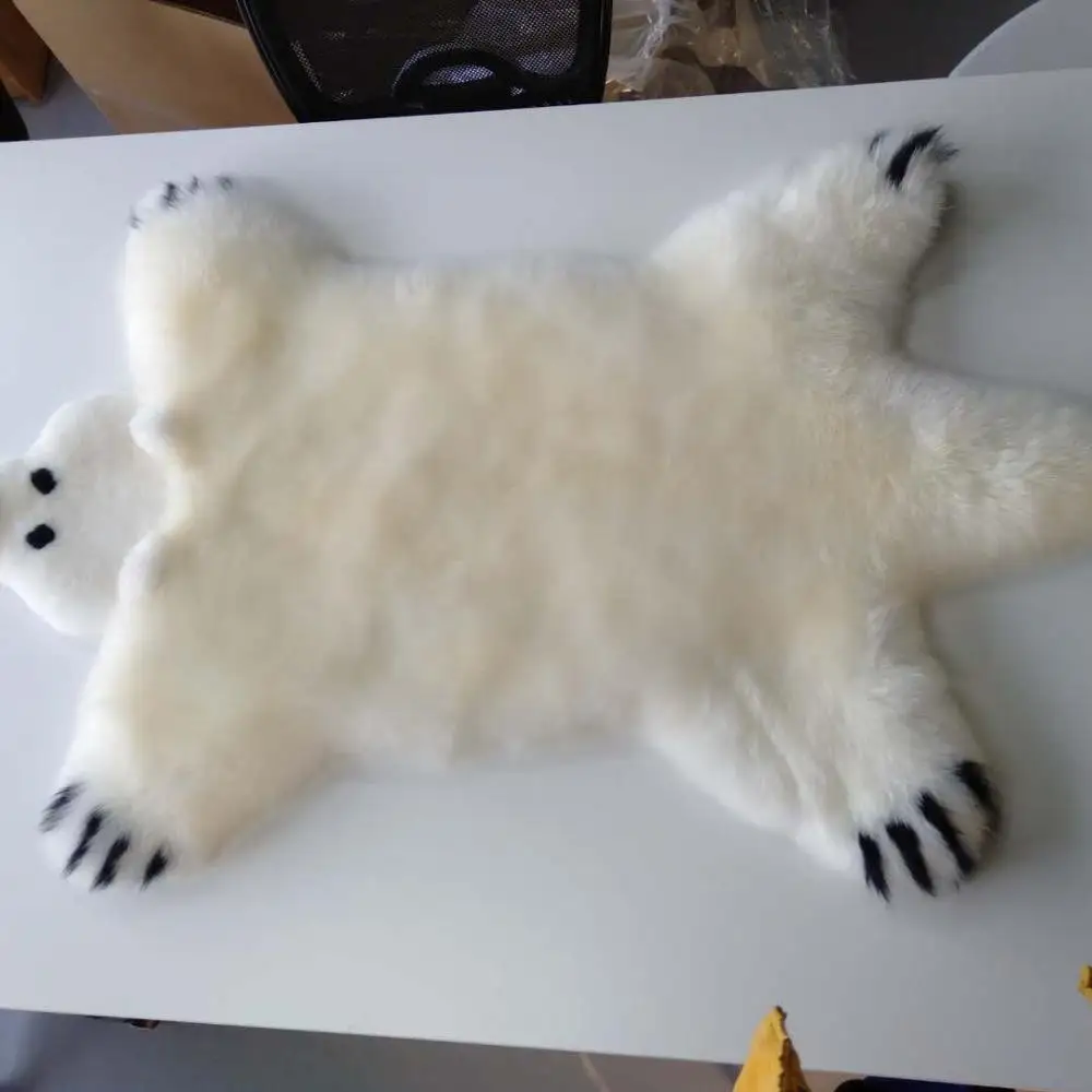 Polar Bear sheepskin Rug White Shag Bear Design leather area rugs