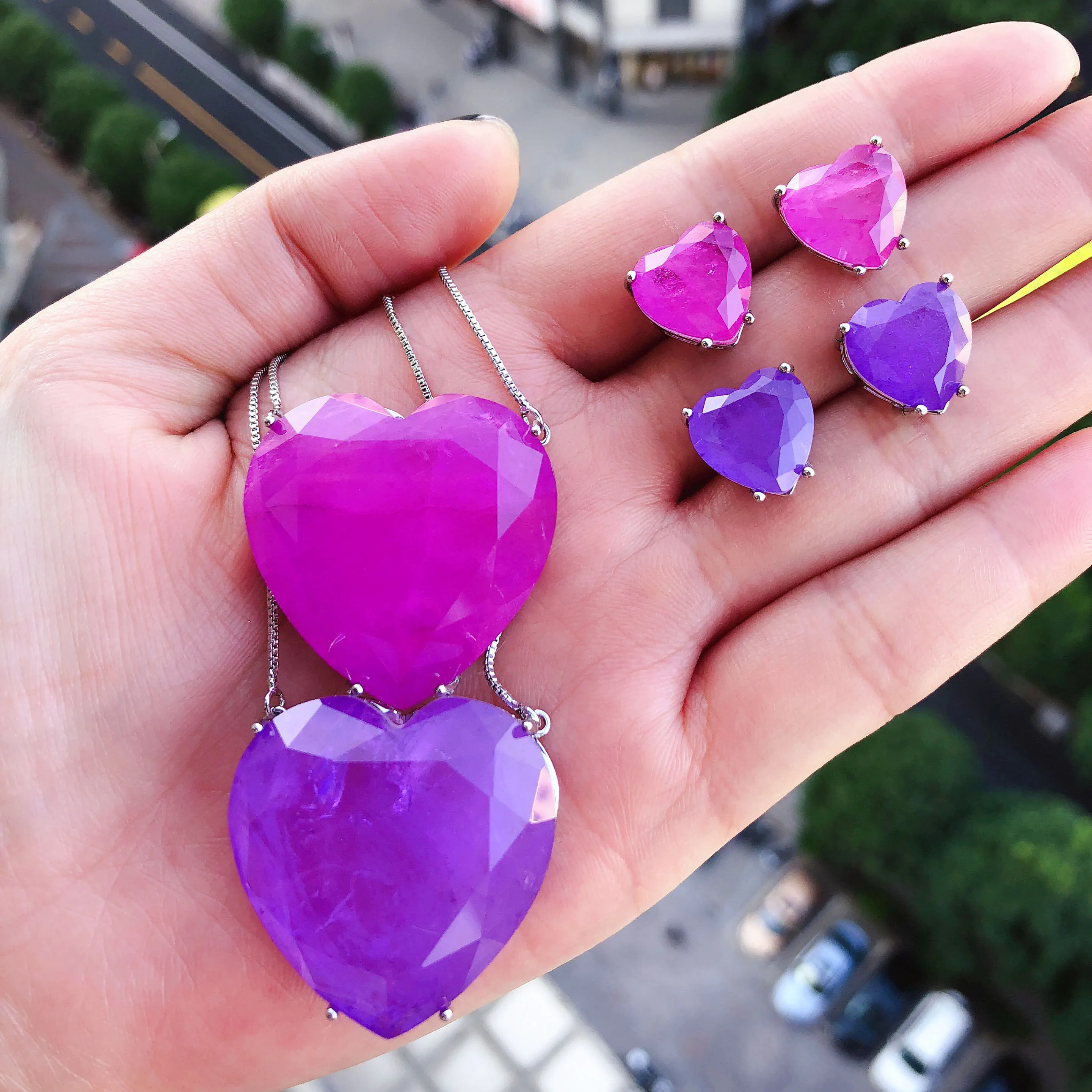 Крупные бразильские ювелирные изделия в форме сердца, День Святого Валентина, наборы ювелирных изделий из сплава камней