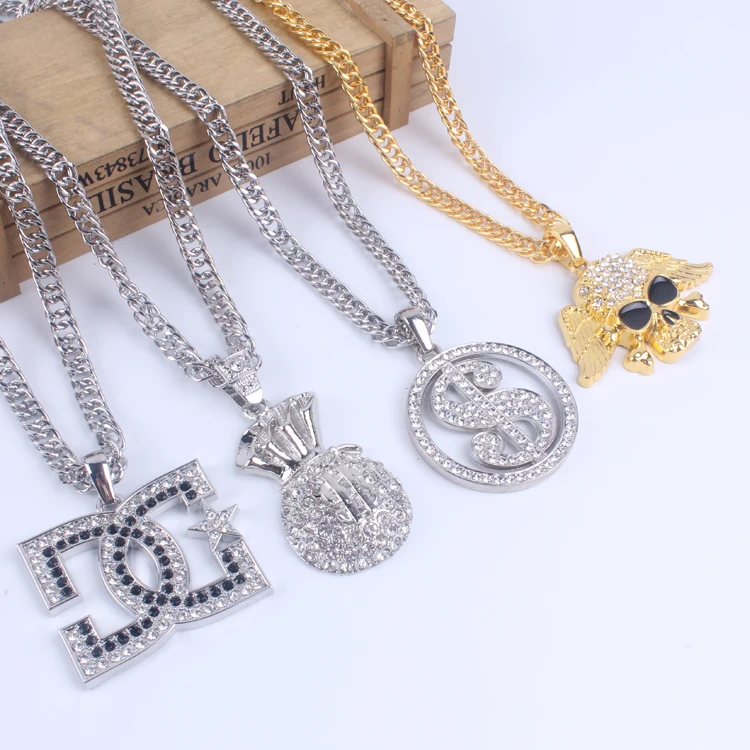 Hot Sale Long Chain Halloween Pimp Gangster Fancy Dress Bing Usd Dollar Coin Pendant Men Necklace