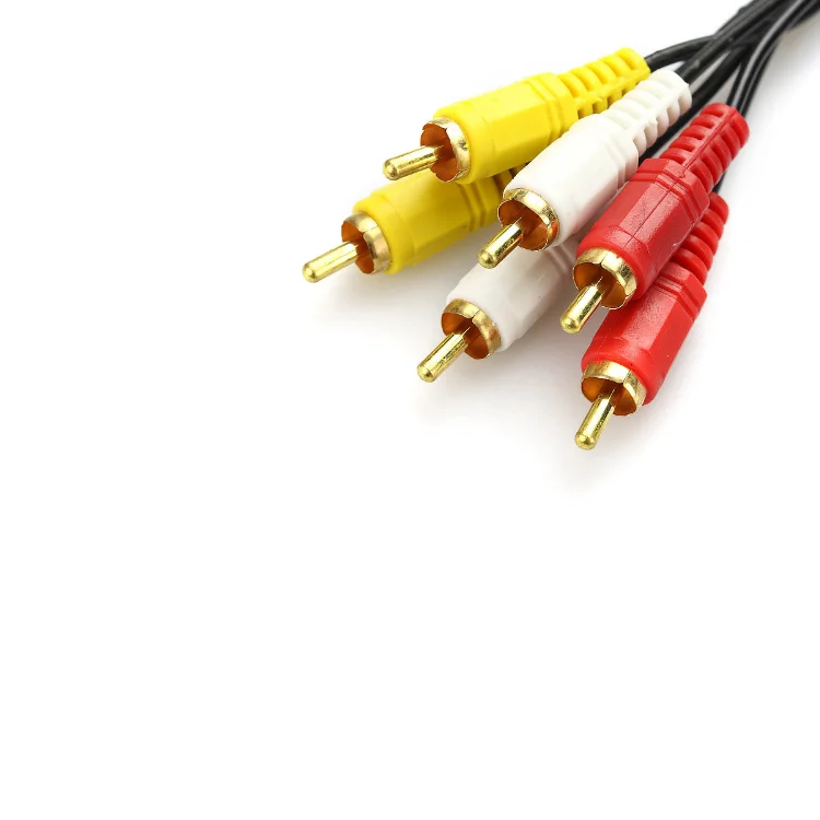 Gold Plated AV Male to Male cord 3RCA to 3RCA Stereo Audio Video Cable adapter for HDTVs DVD receiver