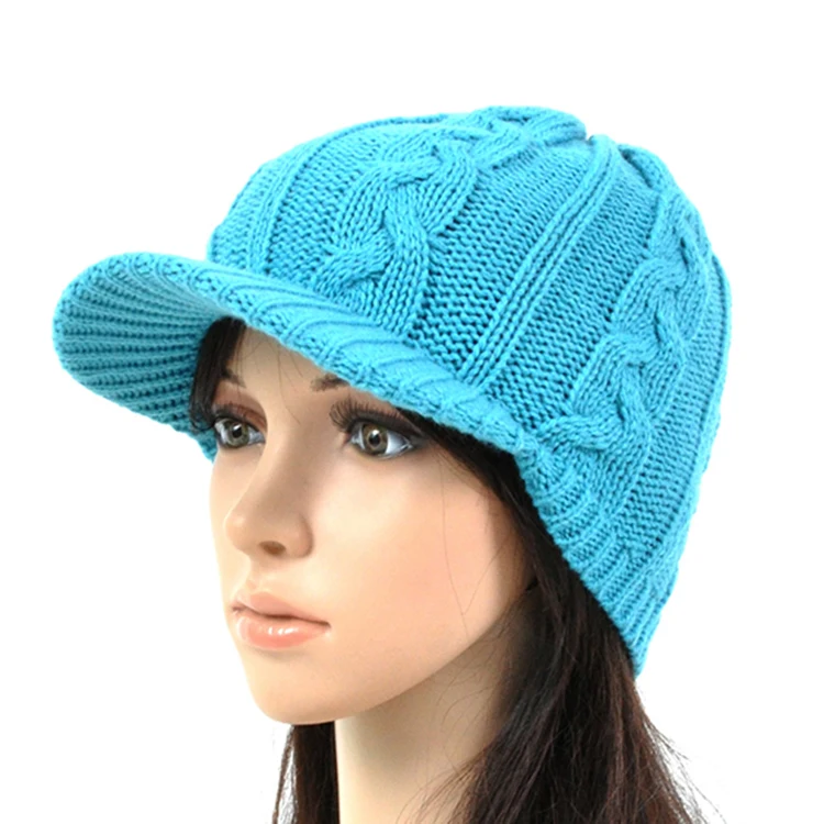 
Custom Acrylic Knit Women Cap Beret Beanie Bobble Crochet Hat 
