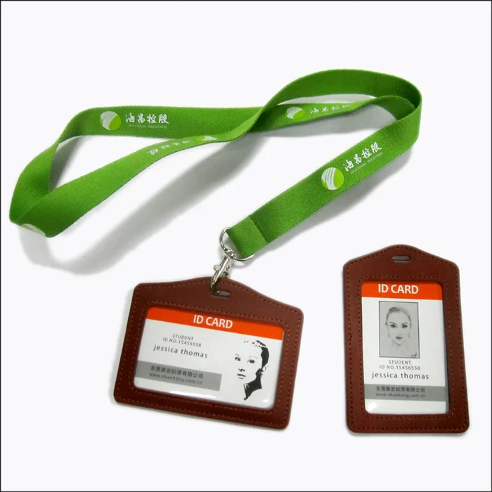 High quality custom design PU leather card holder lanyard