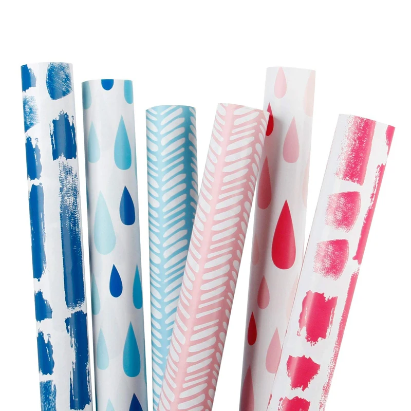 
 Оптовая продажа, праздничная подарочная упаковочная бумага с принтом розового и синего цветов  