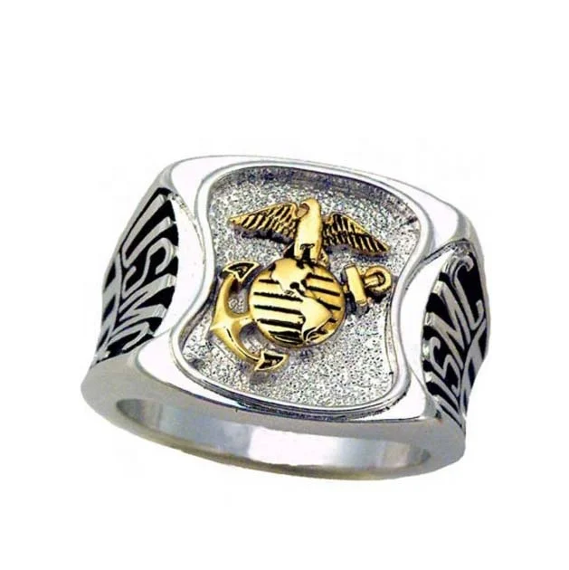 Wholesale price silver marine corps usa military ring