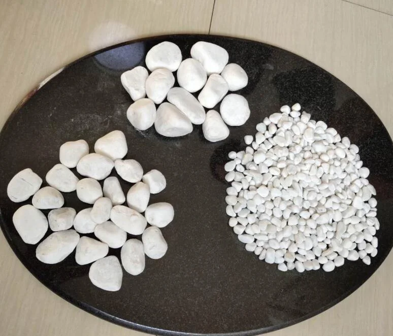 Tumbled snow White pebble stones for landscaping