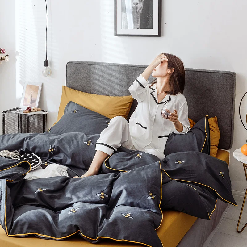 Percale 100% cotton linen 3-piece paisley boho bedding sheet set