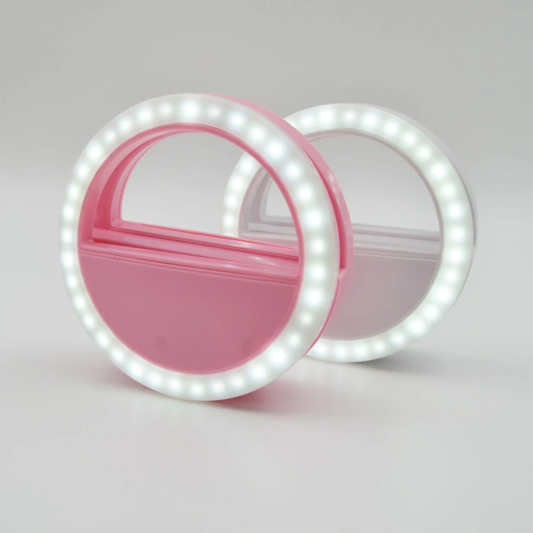 Клипса на светодиодном светильнике для красивых селфи на аккумуляторе кольцевой светильник для селфи