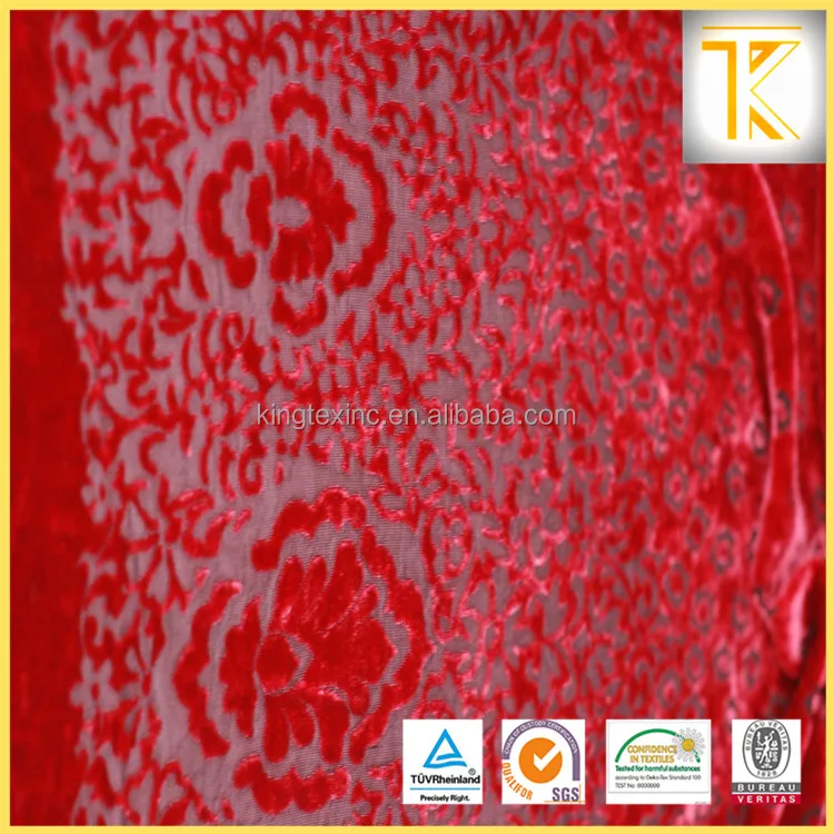 
Silk Rayon Very Soft Drapey Luxury Burn-out Print Velvet Red Fabric 
