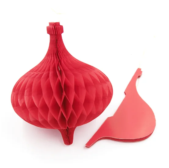 Red Hanging Shaped Paper Honeycomb Balls Christmas/ Chinese New Year Decoration Supplies Size 11x13cm wholesale