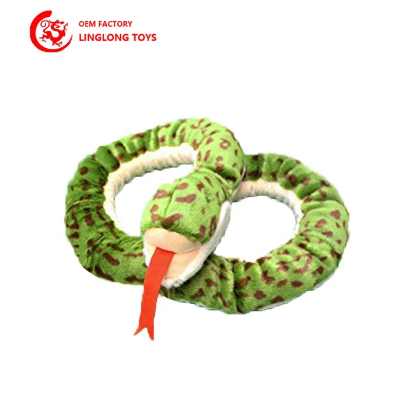 Manufacturer Simulation Green Plush Snake Soft Forest Animal Filled With100% Polyester Overall Printing Toys For Kids