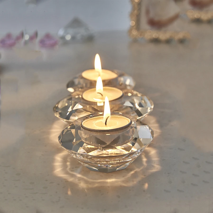 Custom Empty Luxury Heat Resistant Glass Lotus Supplies Crystal Halloween Candle Holders, Lanterns And Candle Jars Bowls