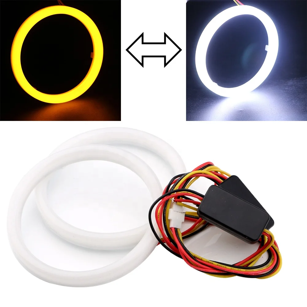 LED Cotton Switchback Angel Eyes halo rings Gentle light 60mm-120mm double colors White Yellow led angel eyes