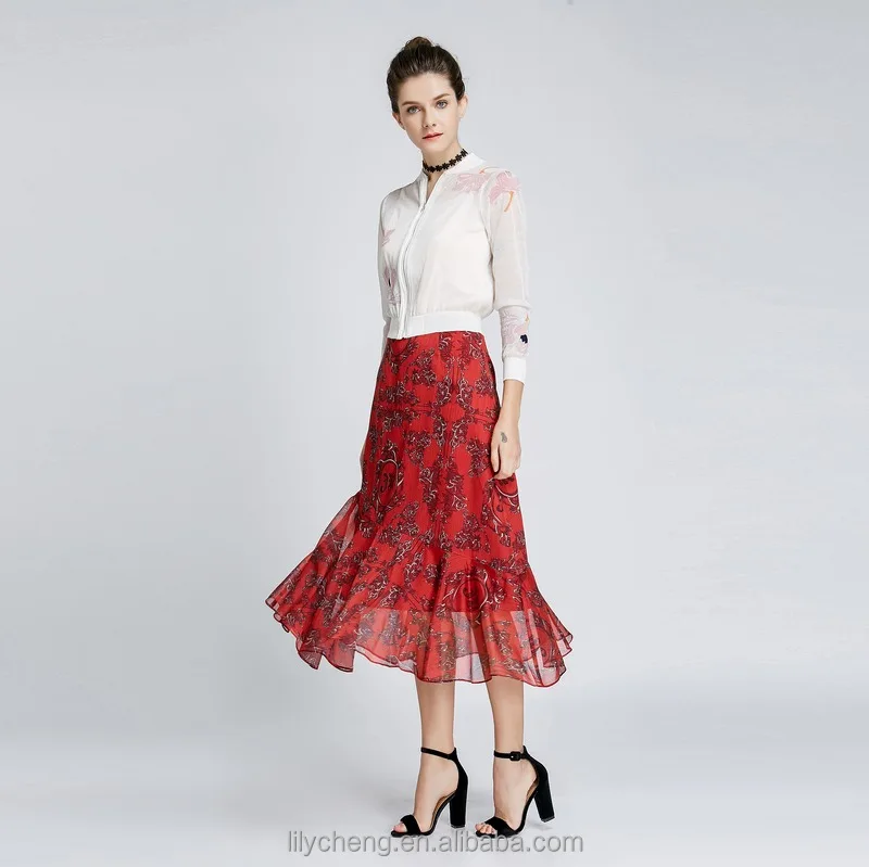 Custom wholesale women ladies girls long skirt printed skirt beach boho Midi skirts