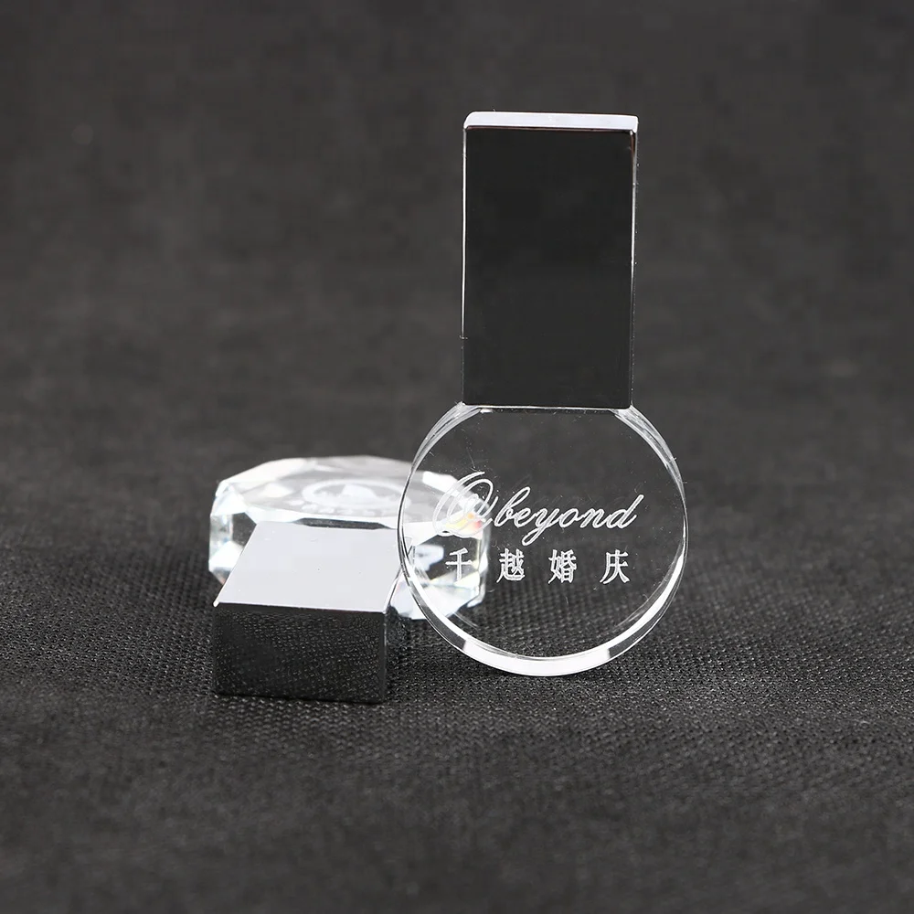 
High quality crystal usb pen drive 32gb with LED light 