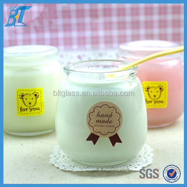 100ml 200ml 300ml Glass Mousse Bottle ,jelly Candles Jar Mousse Aloe Vera Jelly Cup for Sale