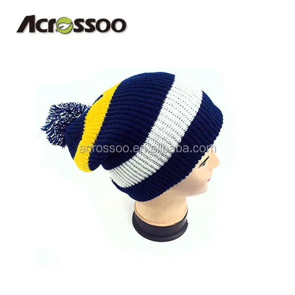 High Quality Customizable Striped Skull Knitted Ski Beanie Luxury Winter Hat Cashmere Cotton Wholesale Custom Design Beach Use