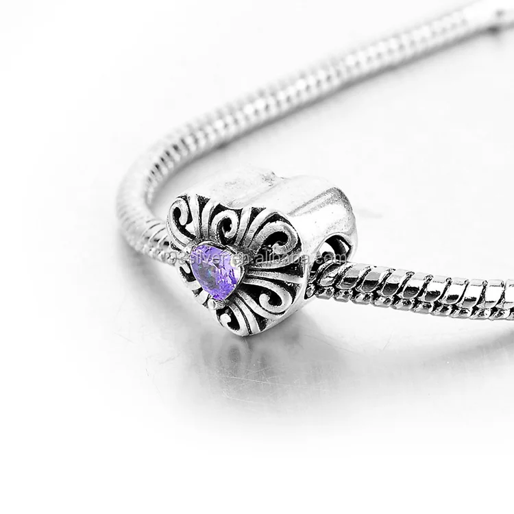 cheap wholesale 925 sterling silver cubic zircon pave european custom charms bead for bracelet making